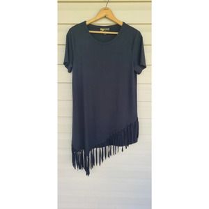 Serena William Signature‎ Collection Asymmetrical  Fringe Black Top Small
